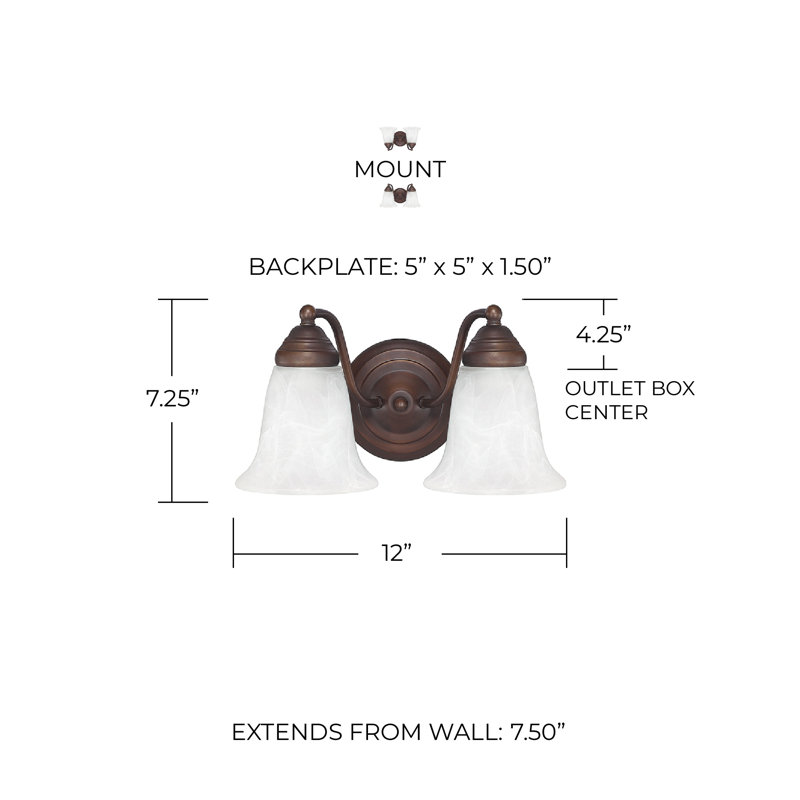 2 - Light Dimmable Vanity Light, Bronze