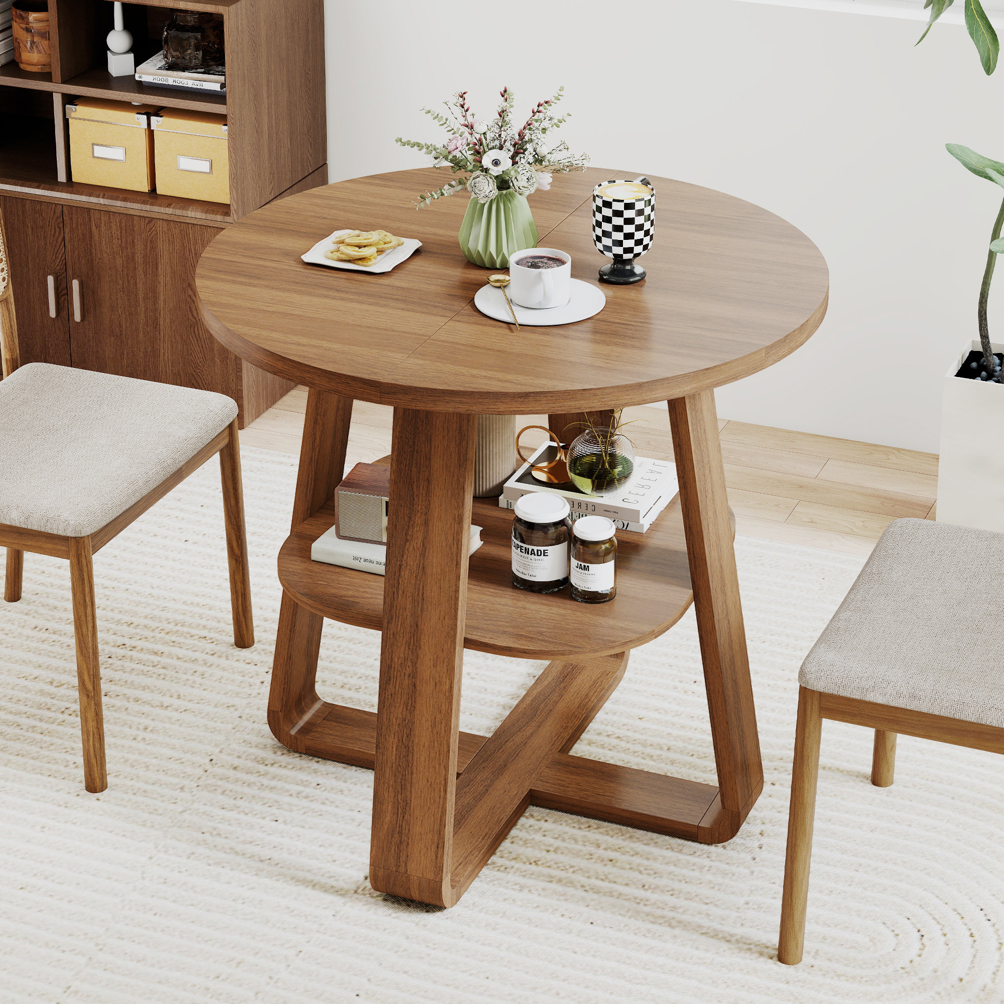 Ebern Designs Small Dining Table, 31.5 Inch Farmhouse Round Dining ...