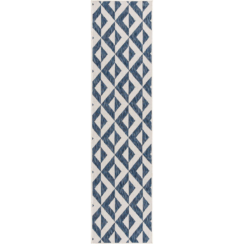 Outdoor Destiny Area Rug Aqua-Khaki Color, Runner 2' x 8'