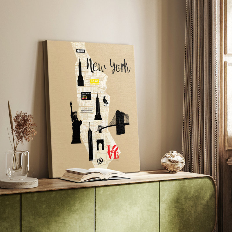 Carte graphique de la ville de New York - galerie Cavas, H 27 po x l 18 po