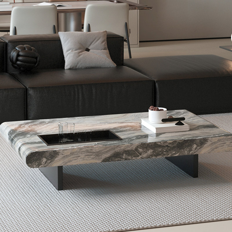 Modern simple marble coffee table, 13.77" H x 59.05" L x 31.49" W