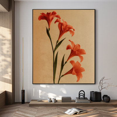 Très grande reproduction d'art sur toile - Fleurs, botanique, œuvre d'art, décoration pour le salon ou la chambre à coucher - «Assemblage requis du cadre (cadre non fini)»