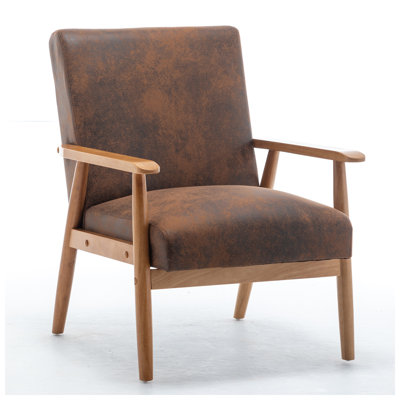 Avery 30.5" W x 25.38" D x 33" H Solid Wood Microfiber Accent Armchair