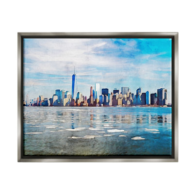 " Distant New York City Skyline Buildings " Graphic Art Print