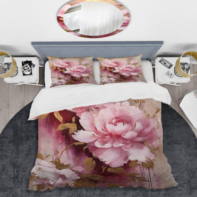 Ensemble de housse de couette rose et doré