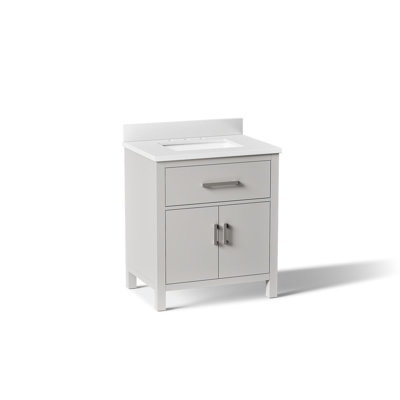 30 po Kresla Meuble-lavabo de salle de bain avec lavabo et comptoir en quartz