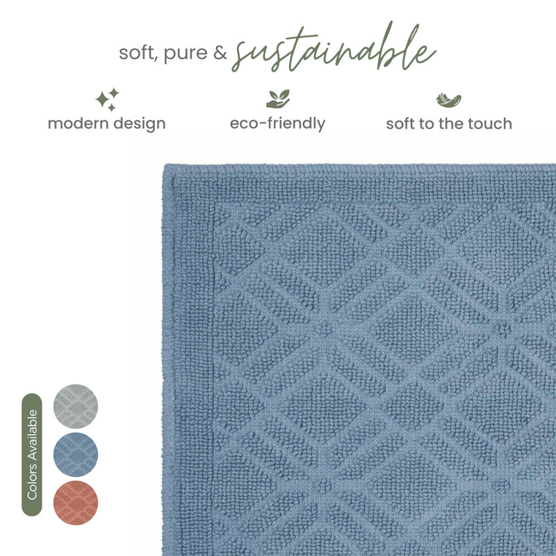 Martex Bath Rug, Geo Blue