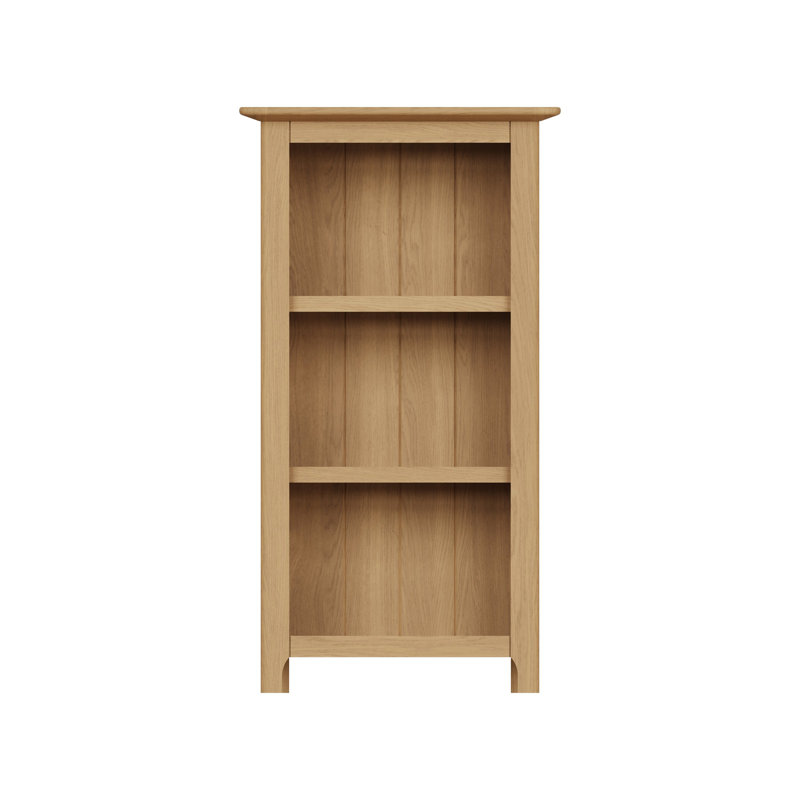 Daris 3 Tier Low Bookcase Shelving Unit. Solid Oak Top. Fully Assembled