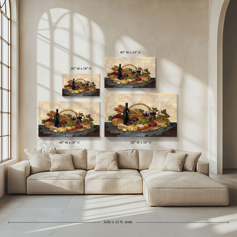 "Tuscan Evening Wine" par Silvia Vassileva, reproduction sur toile, H 28 po x l 48 po