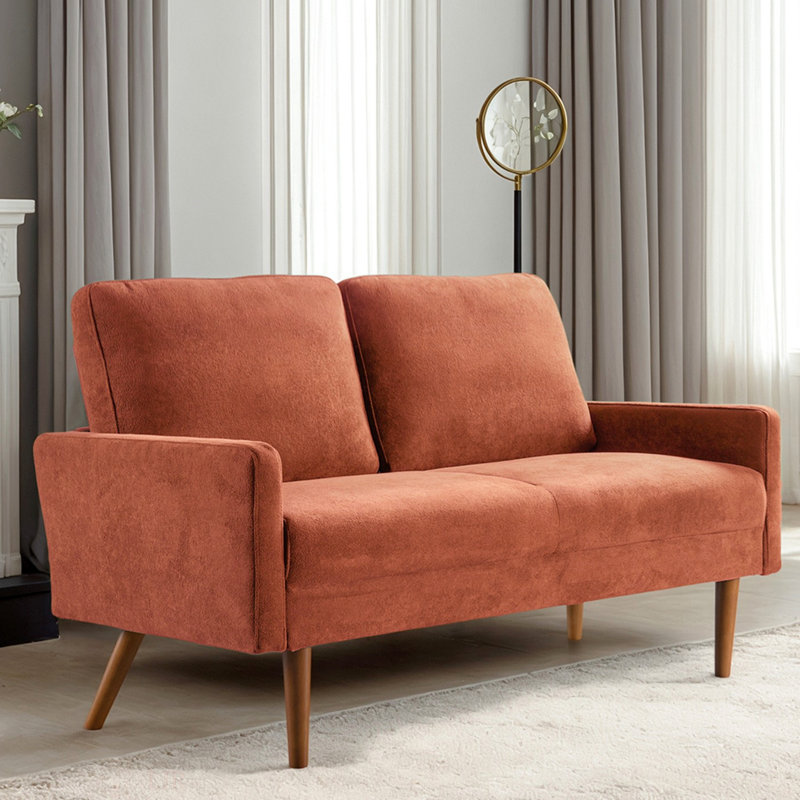 Canapé en velours de style européen au design épuré, Orange citrouille