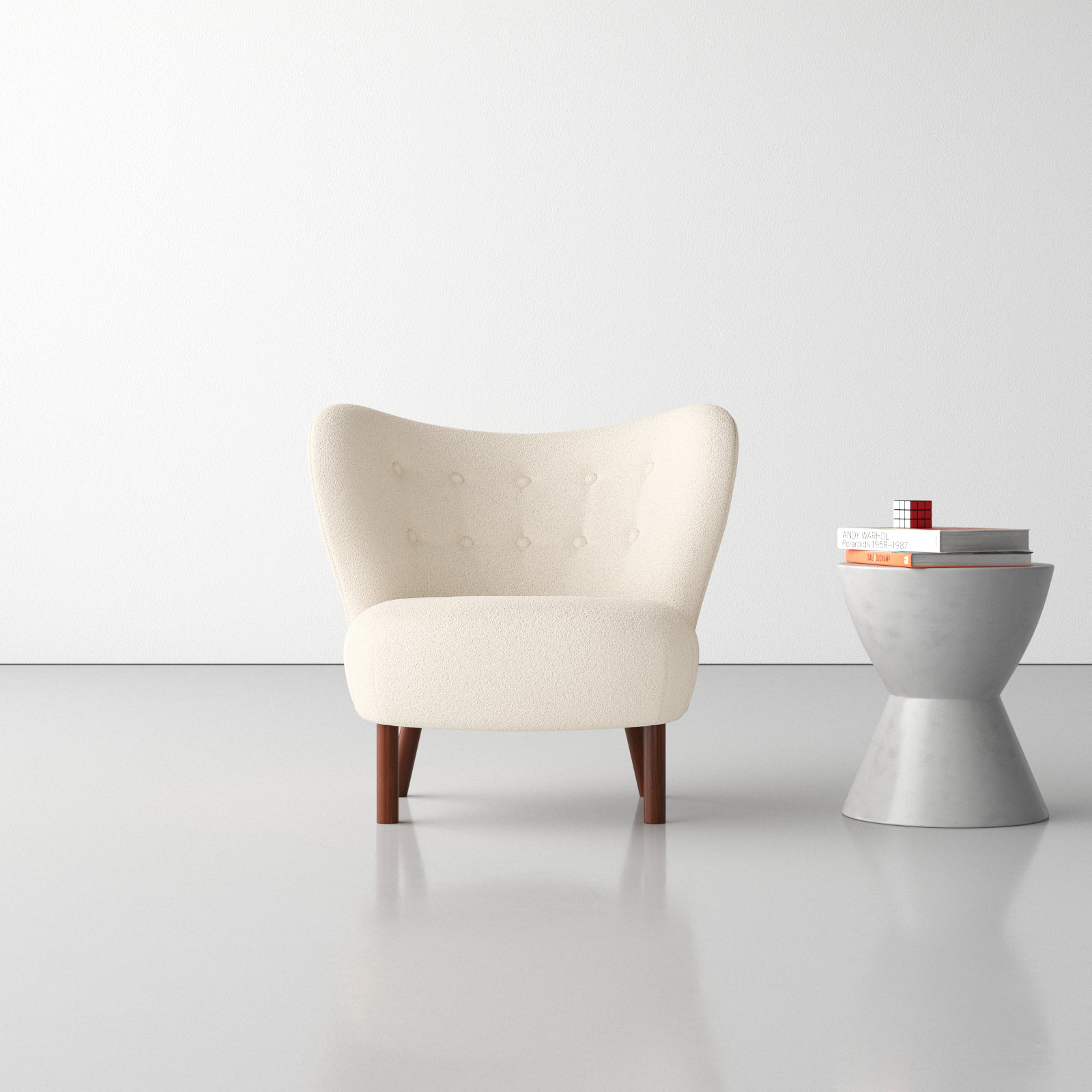 Cadwell Pine Wingback Chair, Ivory