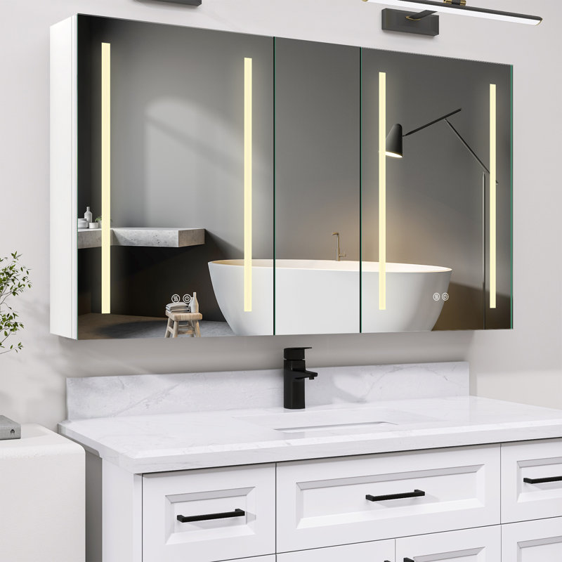 Armoire à pharmacie sans cadre avec miroir et 6 tablettes réglables l 50 po x H 30 po, Gauche