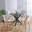 Table de salle à manger de 42,1 po de style Mid-Century noir pour 4 à 6 personnes avec plateau rond en bois aggloméré (table basse incluse, sans chaises)-183267738-183267741