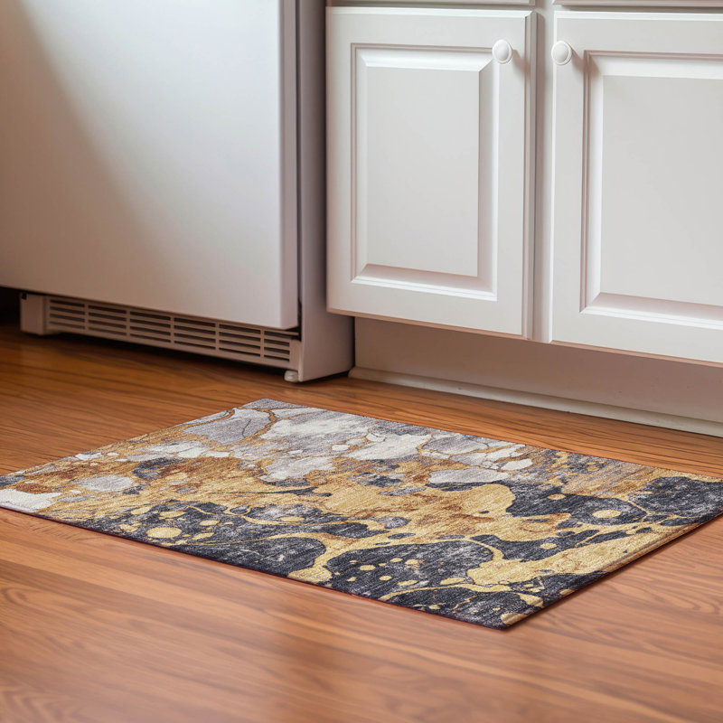 Tapis abstrait lavable à la machine de qualité supérieure Mayfield AMF1909, Rectangle 1 pi 8 po x 2 pi 6 po