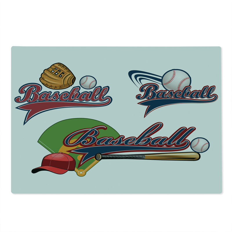 Ambesonne Sports Cutting Board Large Size Baseball Mitt Ball Pattern Multicolor