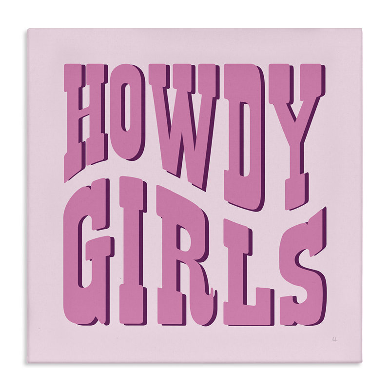 Art mural Howdy Girls on Pink, par Sarah Adams, 17" H x 17" W