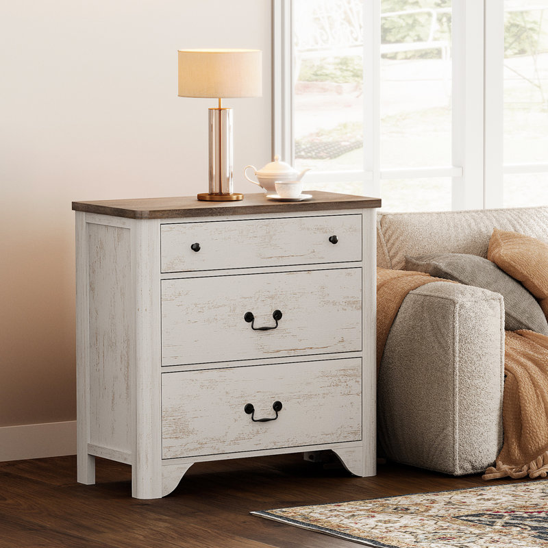 31.5" Wood Kids Dresser For Nursery With 3 Drawers, Baby Dresser For Bedroom, Farmhouse Dresser Closet Organizer For Children’S Bedroom, Living Room