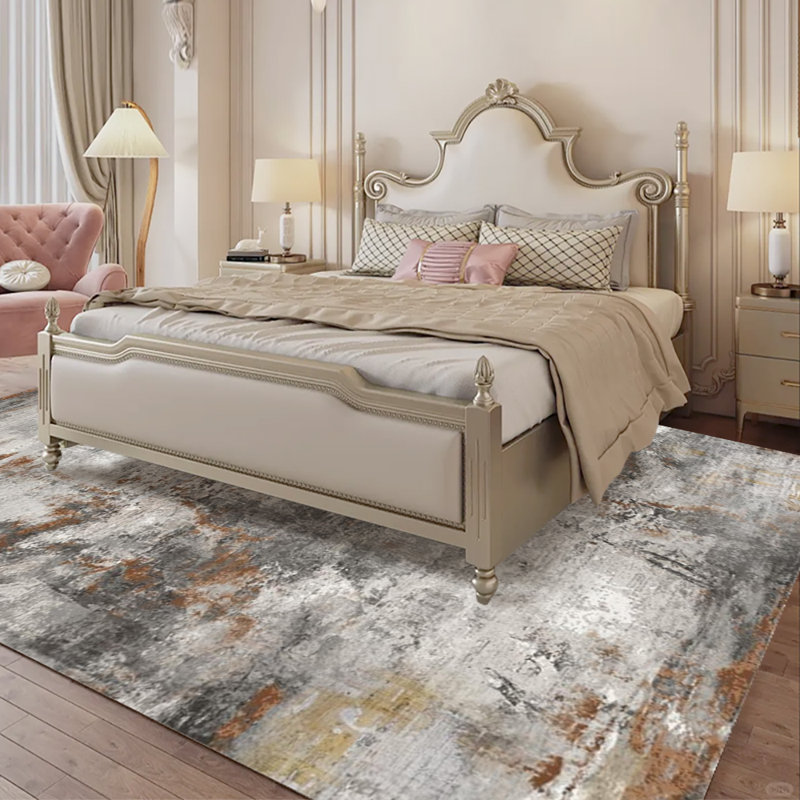 Abstract Minimalist Area Rug, Gray Brown Soft Fluffy Carpet for Living Room, Bedroom, Entryway, Office, Washable Durable Modern Home Decor