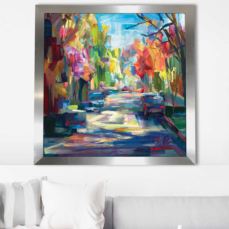Joyaux du matin - peinture encadrée sur acrylique, Encadrement argenté, H 31,5 po x l 31,5 po x P 1 po
