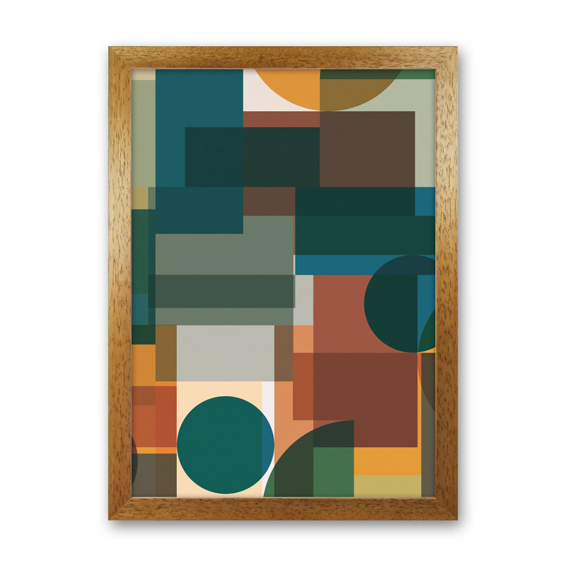 Abstract Pair Set A - Print, Oak Frame, 30cm H x 21cm W x 3cm D