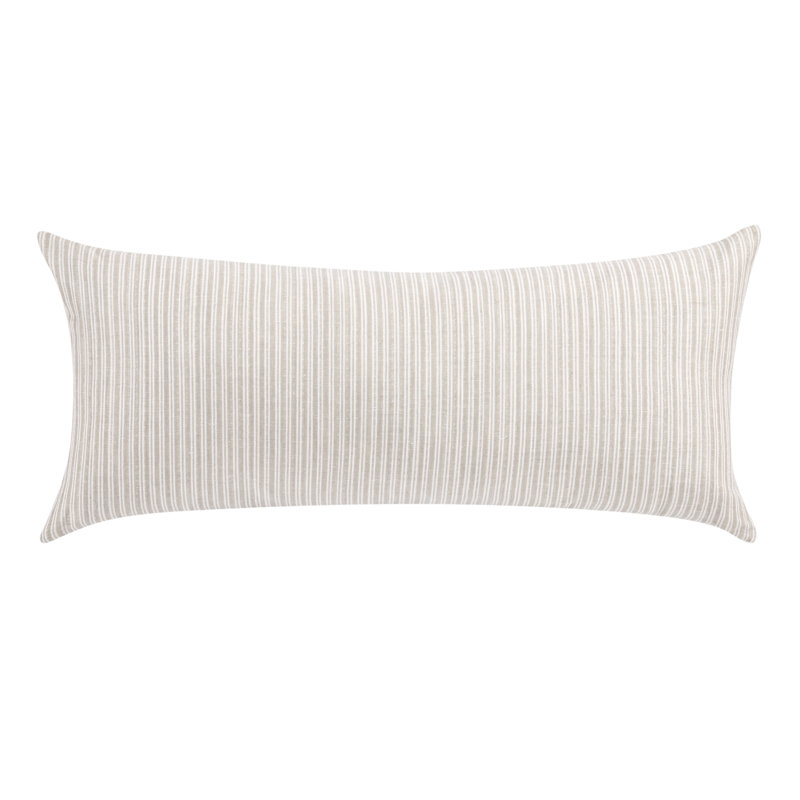 Natural Beige Cotton Linen Blend Rectangular Lumbar Pillow
