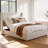 Queen Smart Adjustable Bed Frame Set with Chenille Wingback Headboard, Massage & App Control Electric Base, Cream