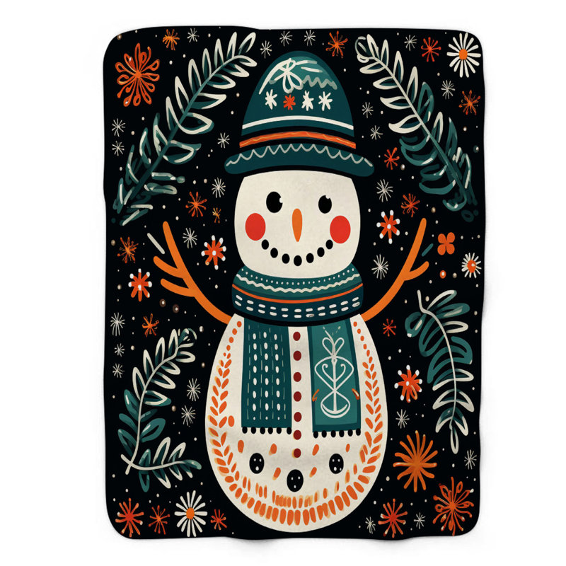 Figurines d'hiver Scandi - couverture Sherpa de qualité supérieure 1 pièce, Lit simple