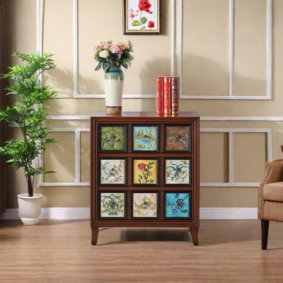 Hand-painted accent chest in living room bedroom