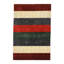 Tapis rayé rouge / gris / beige en laine / coton 4 pi x 6 pi
