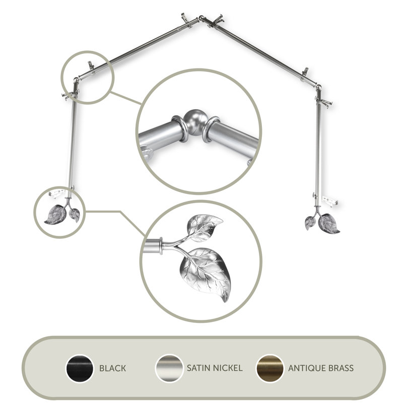 Tringle à rideaux simple ajustable 48 po Nailsworth, Nickel satiné, 18 po à 28 po (chaque côté)