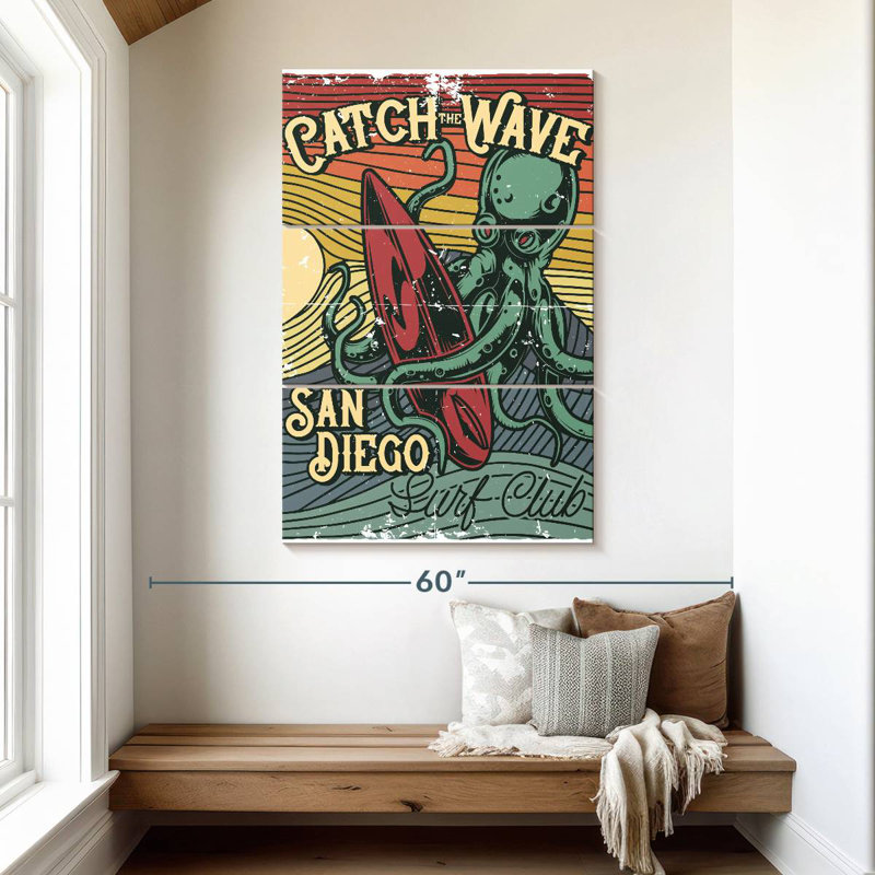 Brampt Surfing Octopus, 50" H x 32" W