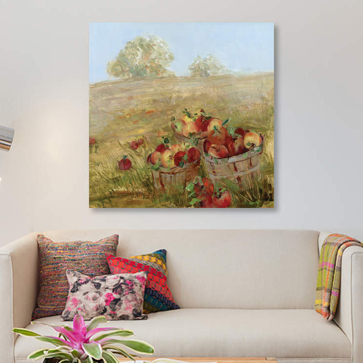 «Apple cueillette I», reproduction sur toile tendue, H 18 po x l 18 po x P 1,5 po