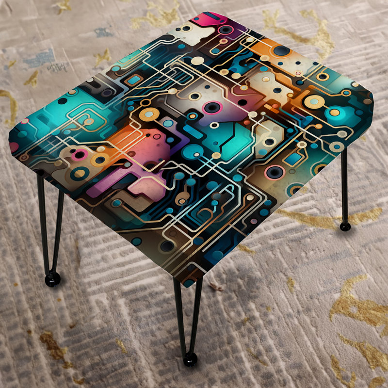 Techno Matrix Futuristic Dreams Ed.M. Motif - Repose-pieds rectangulaire géométrique