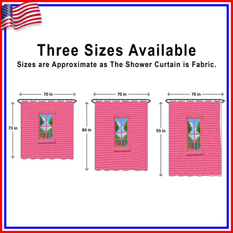 Pink Brick Wall Window Shower Curtains Extra Long, L 70 po x H 72 po