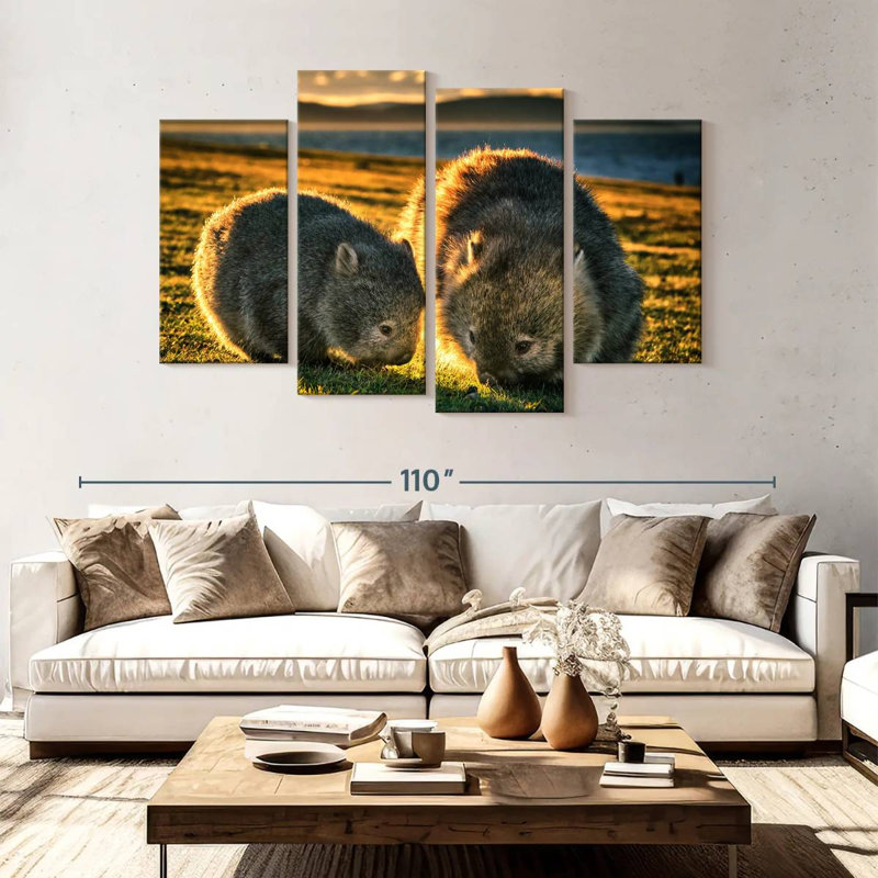 Wombats In The Field, 54" H x 84" W