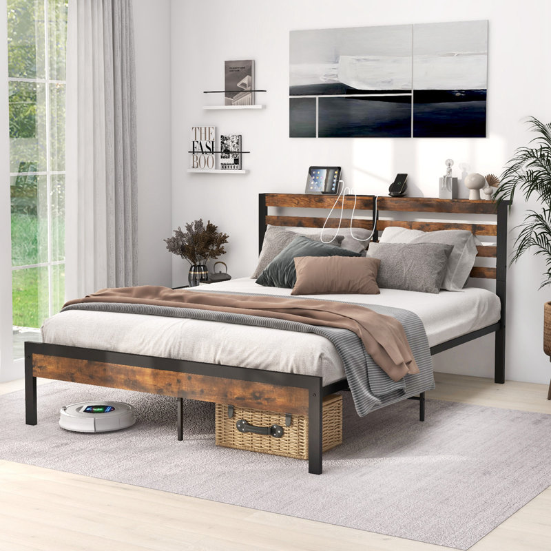 17 Stories Rislin Metal Slat Bed | Wayfair