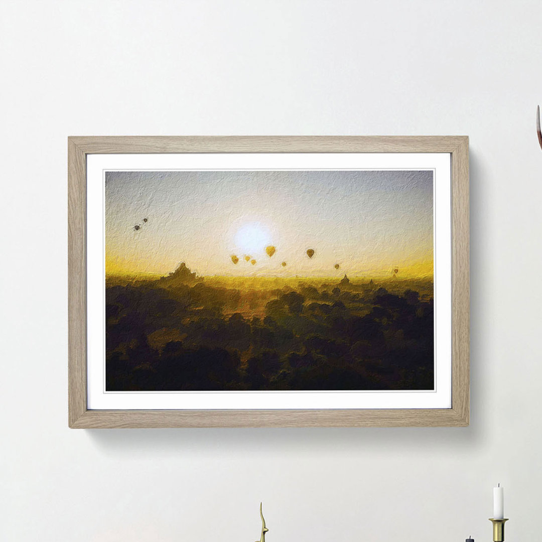 Hot Air Balloons over Bagan in Myanmar - Framed Print