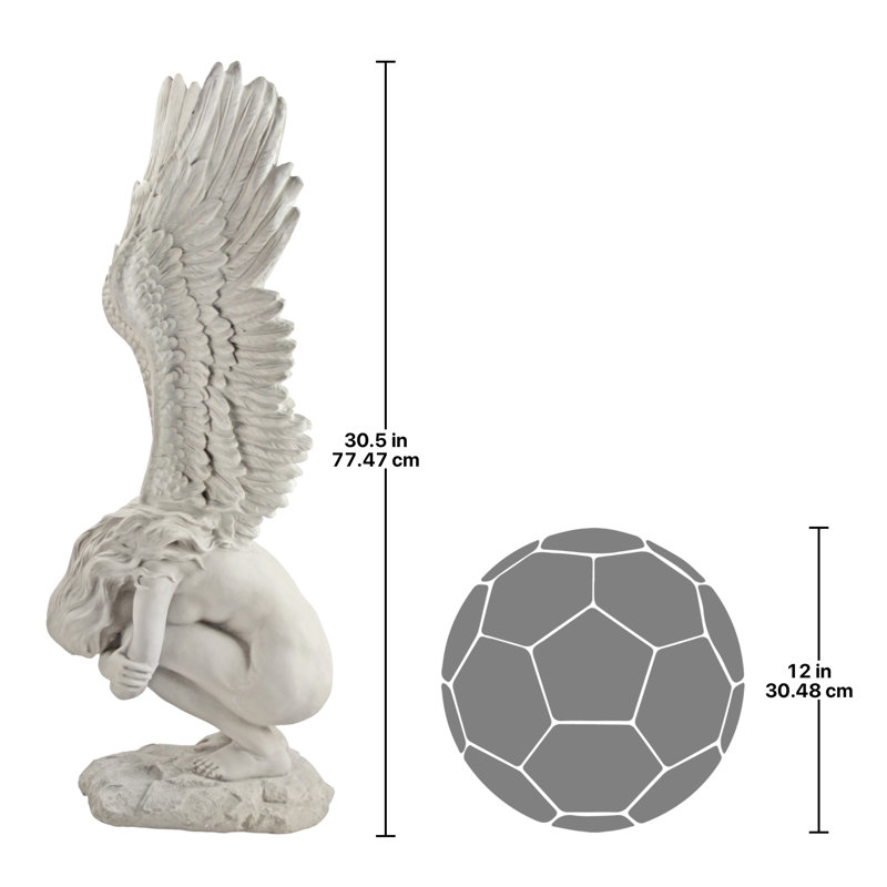 Statue souvenir et rédemption de l'ange, H 30 po x l 11 po x P 13 po