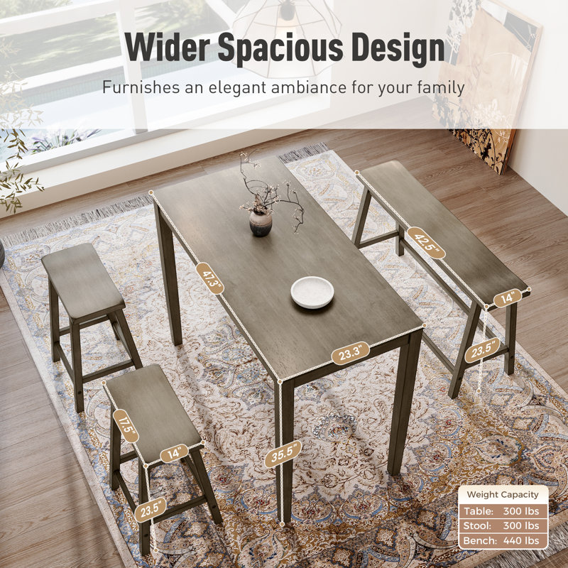4 - Person Dining Set, Smoky Brown