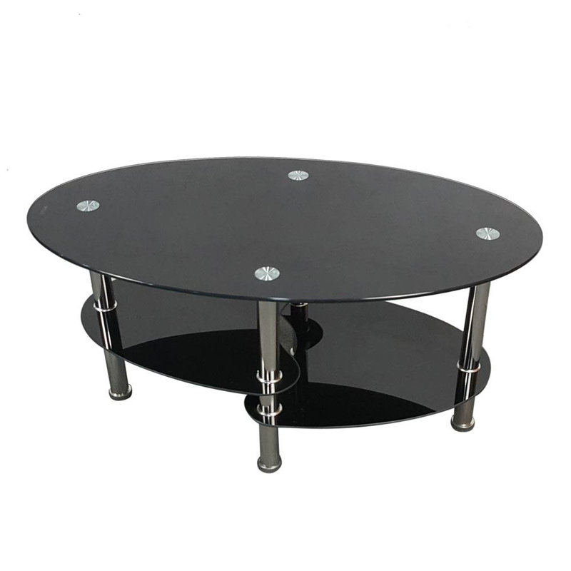 Glass Top Single Coffee Table, Black