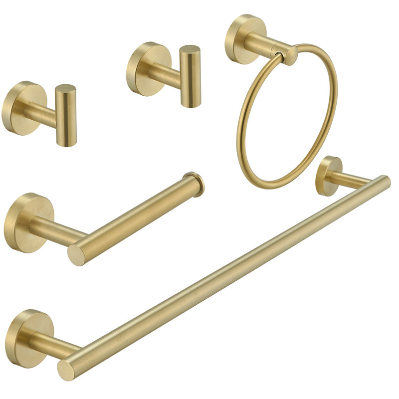 Brushed Gold 5-Piece Stainless Steel Bathroom Hardware Set