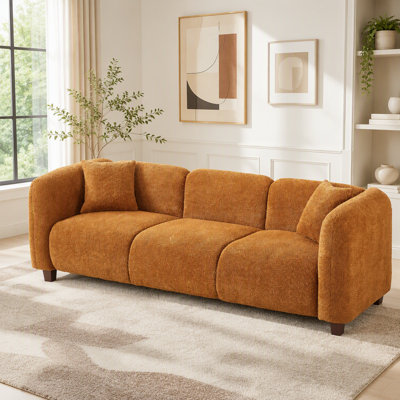 Oversized 3-Seater Sofa with Durable Bouclé Upholstery and Solid Wood Legs