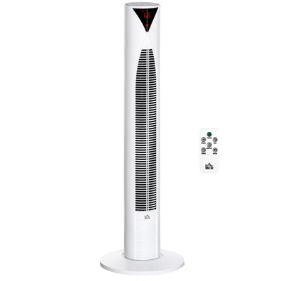 HOMCOM Freestanding Tower Fan Cooling For Bedroom With 3 Speed, 12H Timer, Oscillating, LED Sensor Panel, Remote Controller, Black