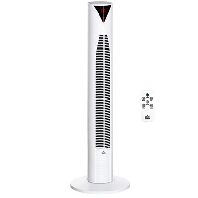 HOMCOM Freestanding Tower Fan Cooling For Bedroom With 3 Speed, 12H Timer, Oscillating, LED Sensor Panel, Remote Controller, Black