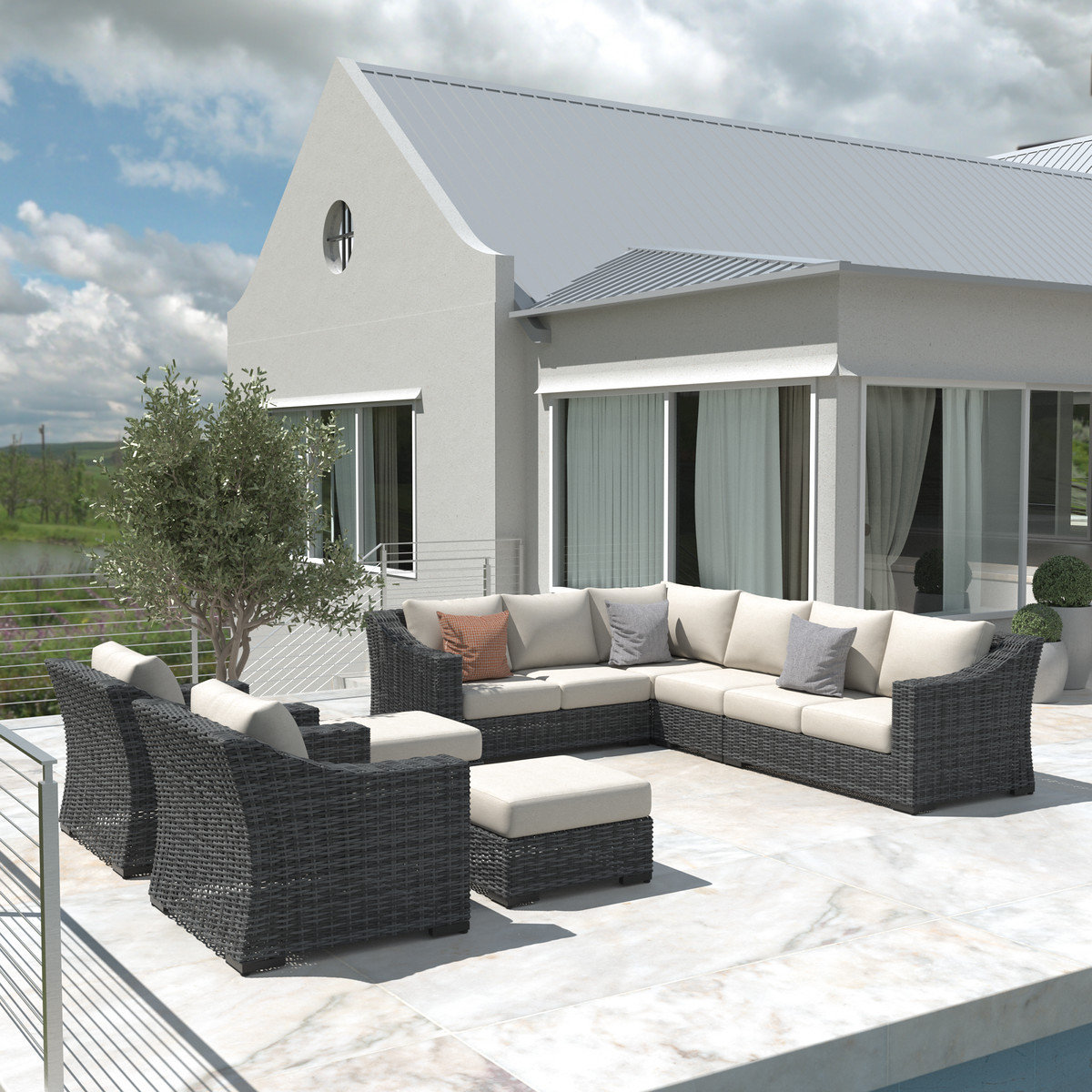Eloisa 10-Person Patio Seating Group, Gray