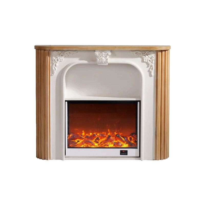 Burlywood + White Manufactured Wood Freestanding Fireplace