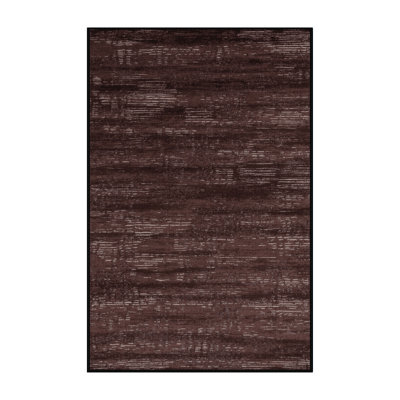 Machine Washable Abstract Brown Area Rug