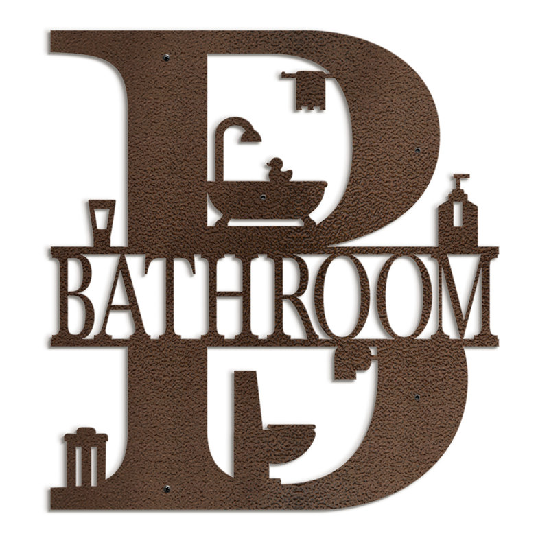 BATHROOM-Black And Gold Dimensional Iron Wall Sculpture Metal Wall Art Modern Bathroom Decor, 16" H x 14.88" W x 0.05" D