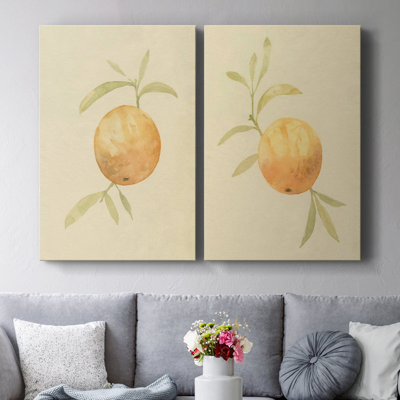 Oranges mouchetées III - Toile tendue avec châssis de qualité supérieure - Prêt à accrocher