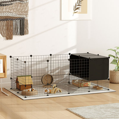 DIY Small Animal Cage with Elevated Huts for Guinea Pigs Rabbits